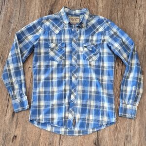 Wrangler Casual Blue and White Plaid Shirt